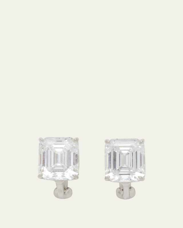 Sterling Silver 6.5ct Emerald-Cut Stud Earrings